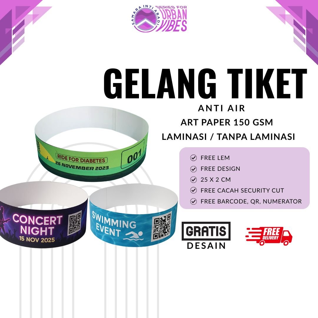 Gelang Tiket Art Paper Tanpa Laminasi Custom