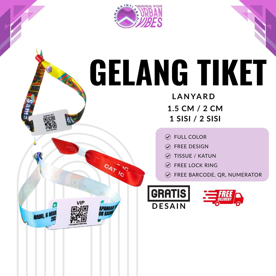 Gelang Lanyard Katun Polyester Custom 2 Cm / 2 Sisi