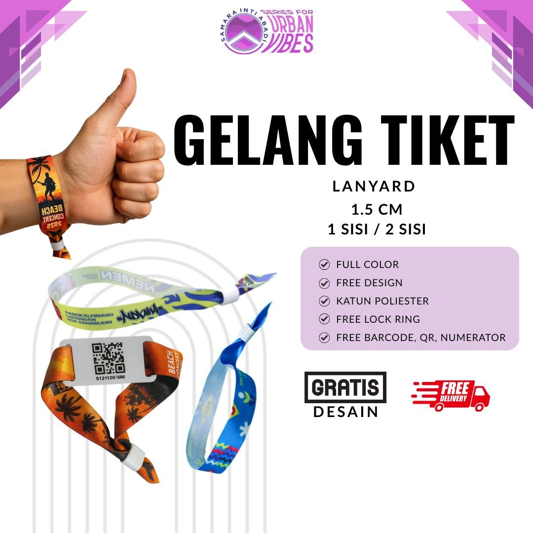 Gelang Lanyard Tissue Custom 1,5 Cm / 2 Sisi