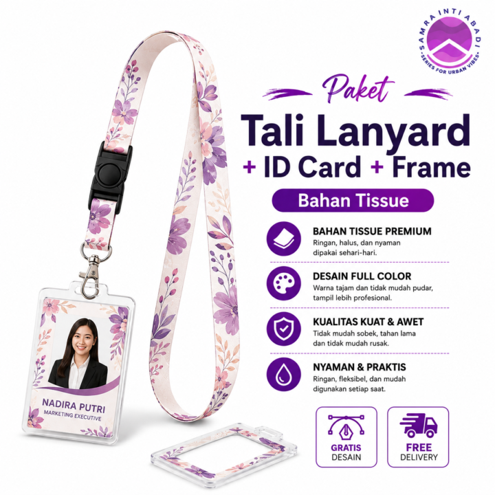 Paket Tali Lanyard + ID Card + Frame Bahan Tissue