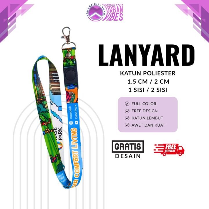 Tali Lanyard Bahan Katun Custom 1,5 Cm / 2 Sisi