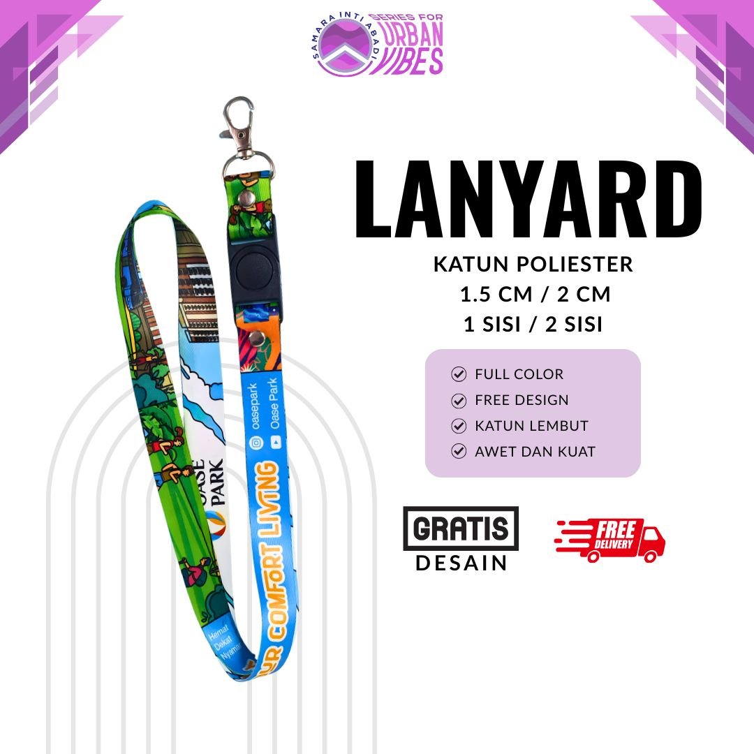Tali Lanyard Bahan Katun Custom 1,5 Cm / 2 Sisi