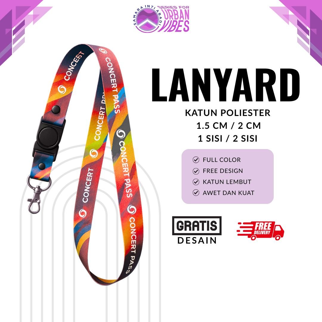 Tali Lanyard Katun Polyester Custom 2 Cm / 2 Sisi