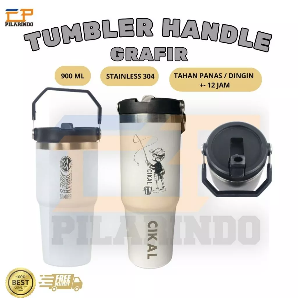 Tumbler Handle 980 ML Grafir Custom 2 Sisi
