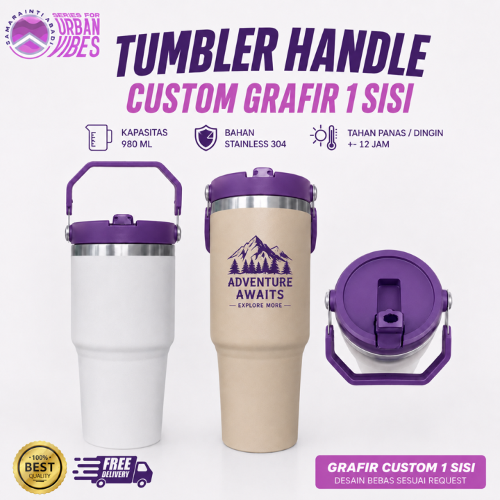 Tumbler Handle 980 ML Grafir Custom 1 Sisi