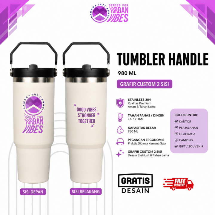 Tumbler Handle 980 ML Grafir Custom 2 Sisi