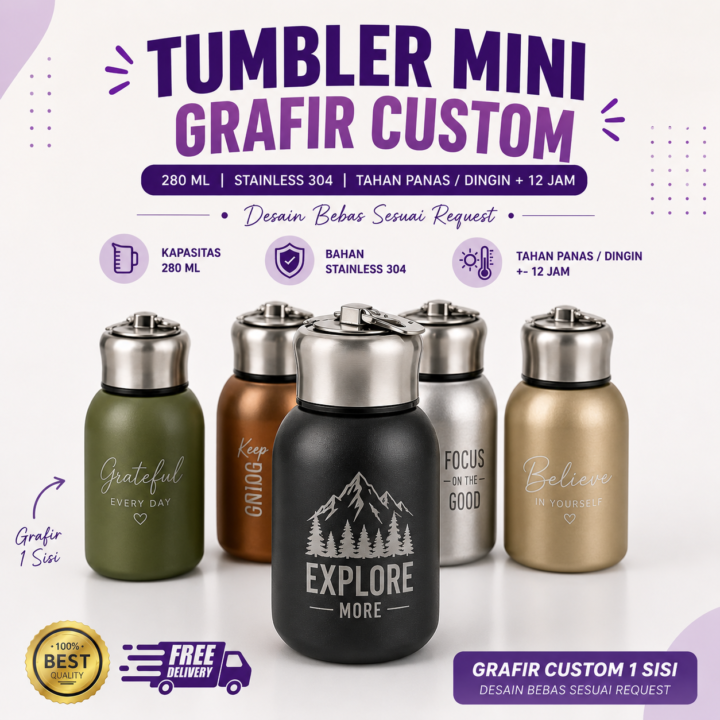 Tumbler Mini Grafir Custom 280 Ml 1 Sisi