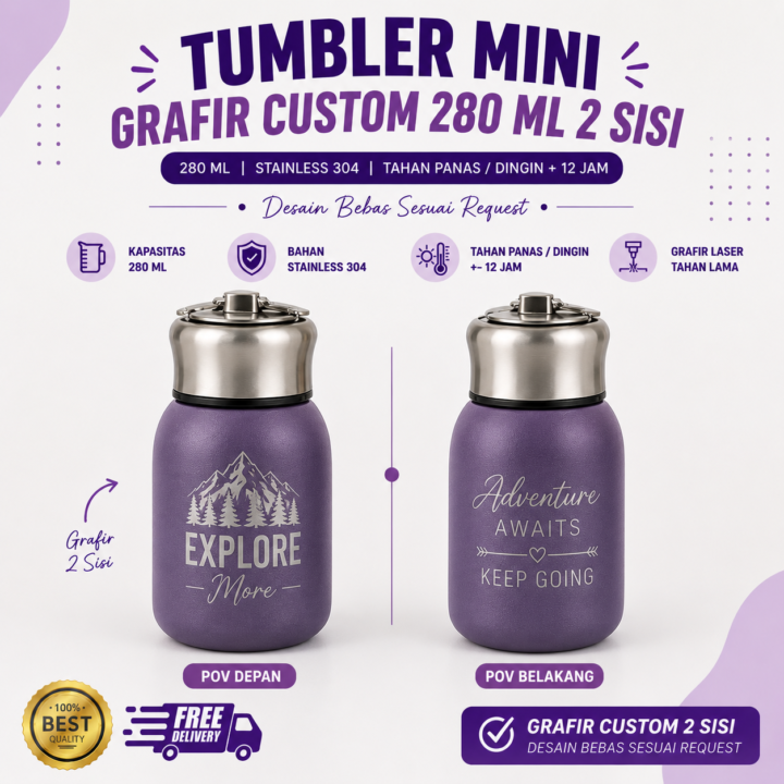 Tumbler Mini Grafir Custom 280 Ml 2 Sisi