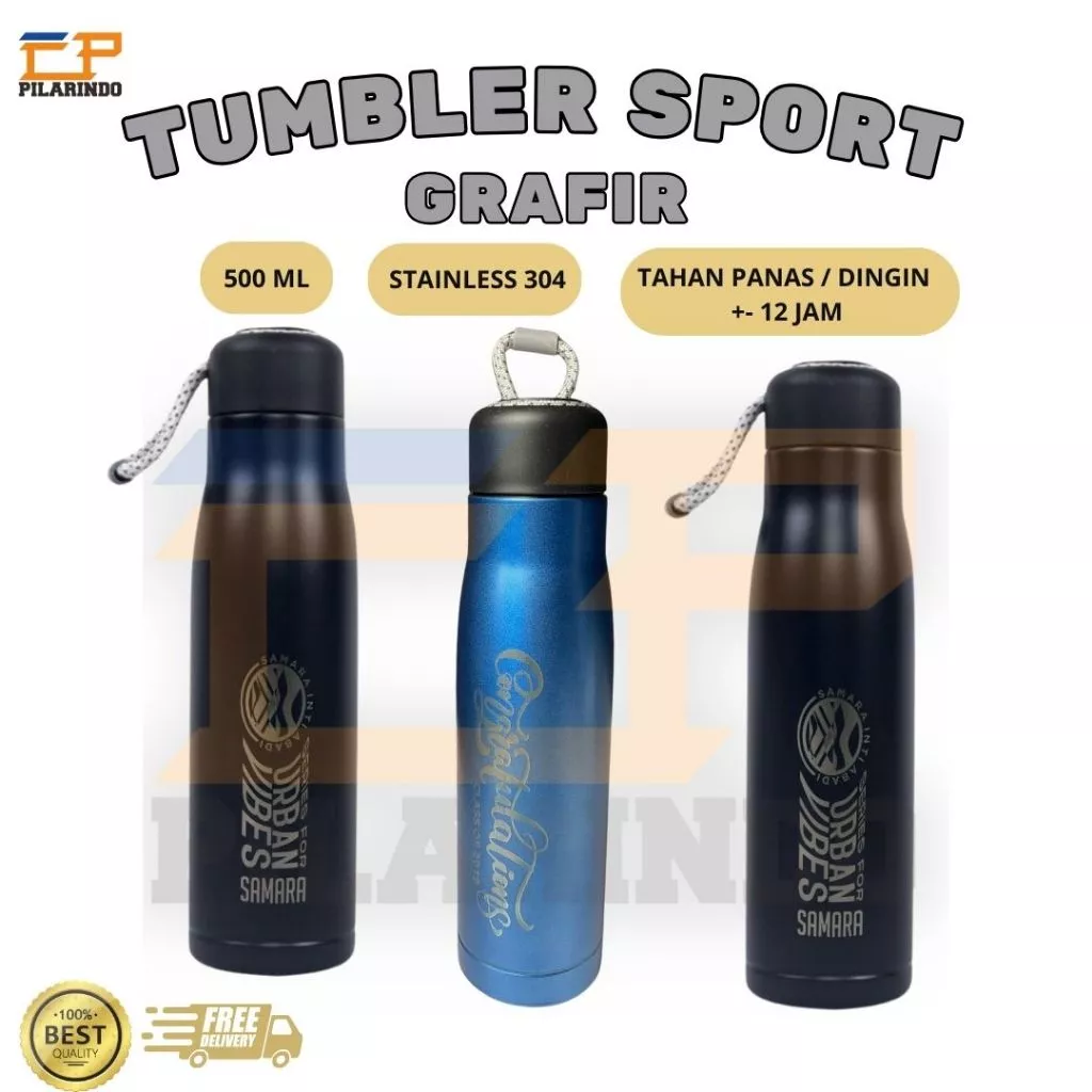 Tumbler Sport Tali Grafir Custom 500 ML 2 Sisi